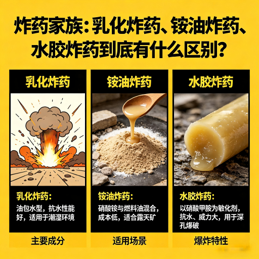 万柏林炸药家族：乳化炸药、铵油炸药、水胶炸药到底有什么区别？